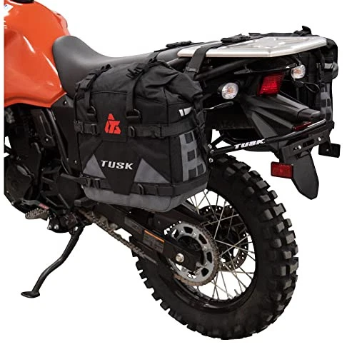 TUSK Pannier Racks & Pilot Pannier Bags Black/Grey for Kawasaki KLR 650 Foto 2 de 4