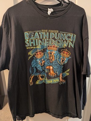 2016 Five Finger Death Punch Shinedown Tour Concert Black Shirt 2XL