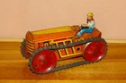 MARX Tin Wind up Climbing  Tractor Bulldozer With Driver  Works