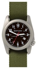 BERTUCCI A-2T Men's Watch - Titanium - Olive Nylon Strap - Black Dial -