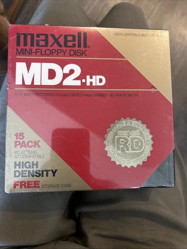 NOS Maxwell Floppy Disks 15 Pack 5 1/4" MD2-HD High Density & Storage Case