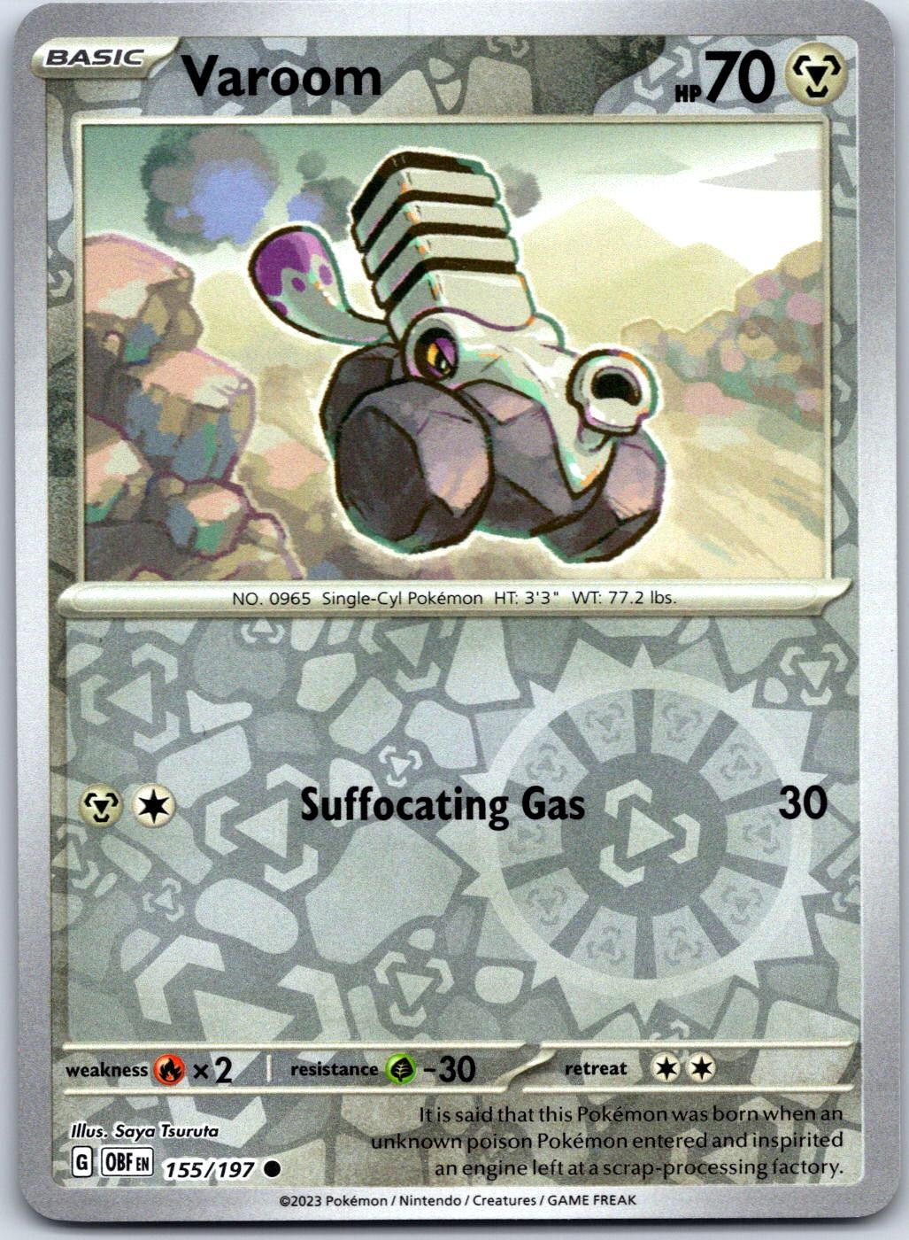 Varoom 155/197 Common Obsidian Flames Pokemon Reverse Holo Near Mint