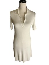 Everlane Cozy Rib Polo Dress Short Sleeve Bone White Sz. Large