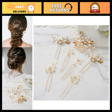 7Pcs Bridal Wedding Hair Accessories Set, Pearl Hair Combs Pins for Brides