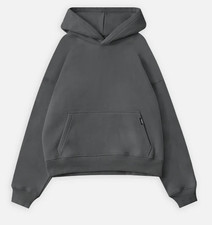 Hours Charcoal Gray Drop Shoulder Hoodie Size Large Unisex Front Pocket NWT