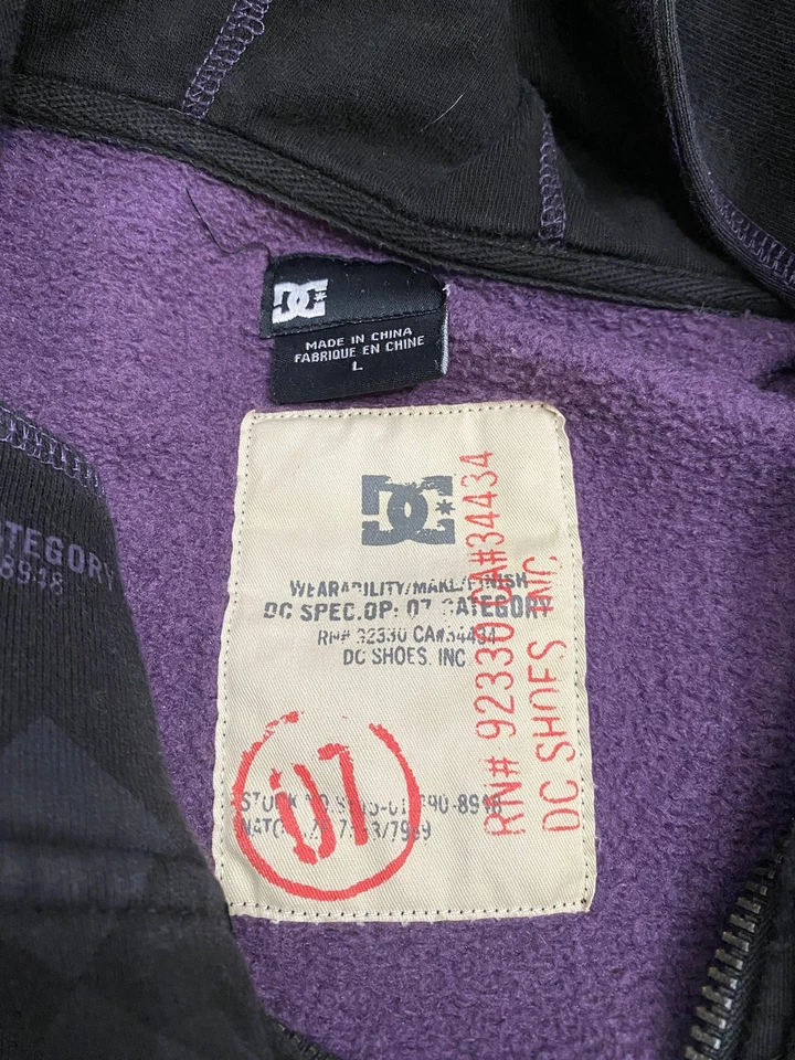DC Shoes Spec Op All Over Print Full Zip Hoodie Large Y2K Skate Black Pinkman - Image 4 of 4