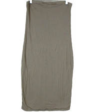 Antistar Women High Waist Maxi Skirt Regular Fit Ribbed Knit Size M Taupe