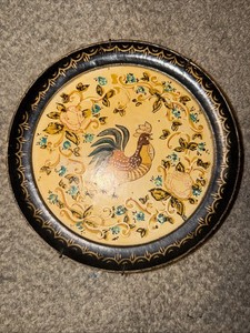 ISCO HANDPAINTED ROOSTER PLATE VINTAGE ALCOHOL PROOF 9 INCH P