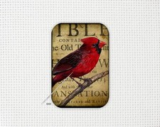 Cardinal Needle Minder, Large Needle Minder, Cross Stitch Needle Minder, 2" x 3"