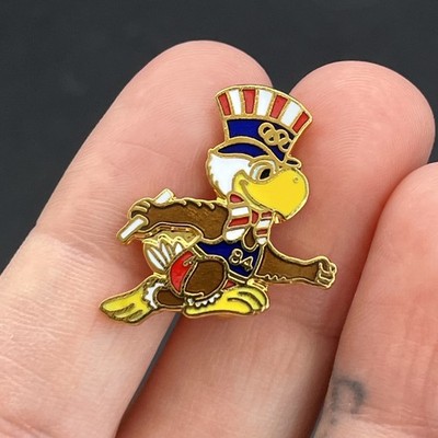 1984 Los Angeles Olympics Sam The Eagle Baton Relay Event Lapel Hat Pin