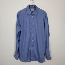 Eton Contemporary Fit Dress Shirt Blue White Gingham Check Cotton Mens 16.5 42