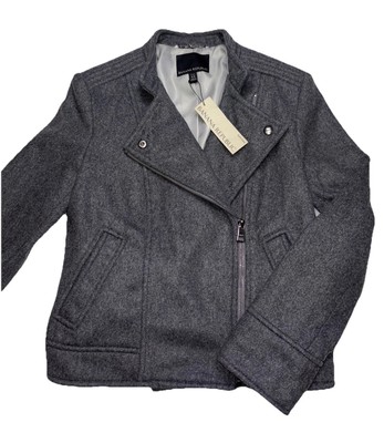 NWT Banana Republic Women s Coat Mario Bellucci Gray Wool Moto Biker Petite XS