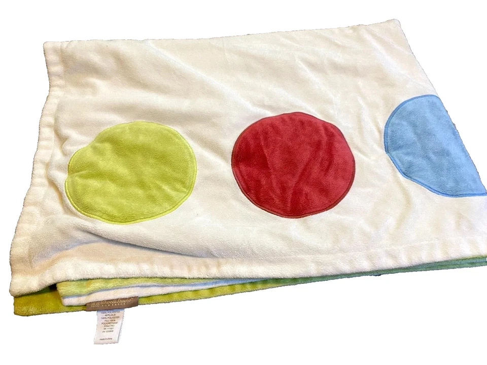 1T !WOW! DWELL STUDIO Colorful Circles Dots Plush Minky Velour baby crib Blanket - Image 2 of 4
