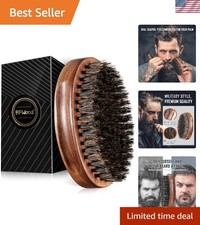 High-Quality Boar Bristle Beard Brush - Oval Walnut Design for Men s Grooming