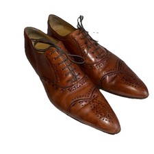 HEYRAUD Herren LUXUS Schuhe Full Broque France Gr. 41,5 mittelbraun Echtleder