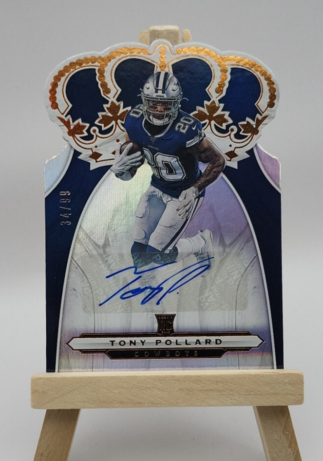 Tony Pollard RC Auto SN99 2019 Chronicles Crown Royale #CR-6 Dallas Cowboys NFL