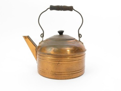 Vintage Copper Tea Kettle Unbranded, Large Oversized Kettle 8.25'' Diameter