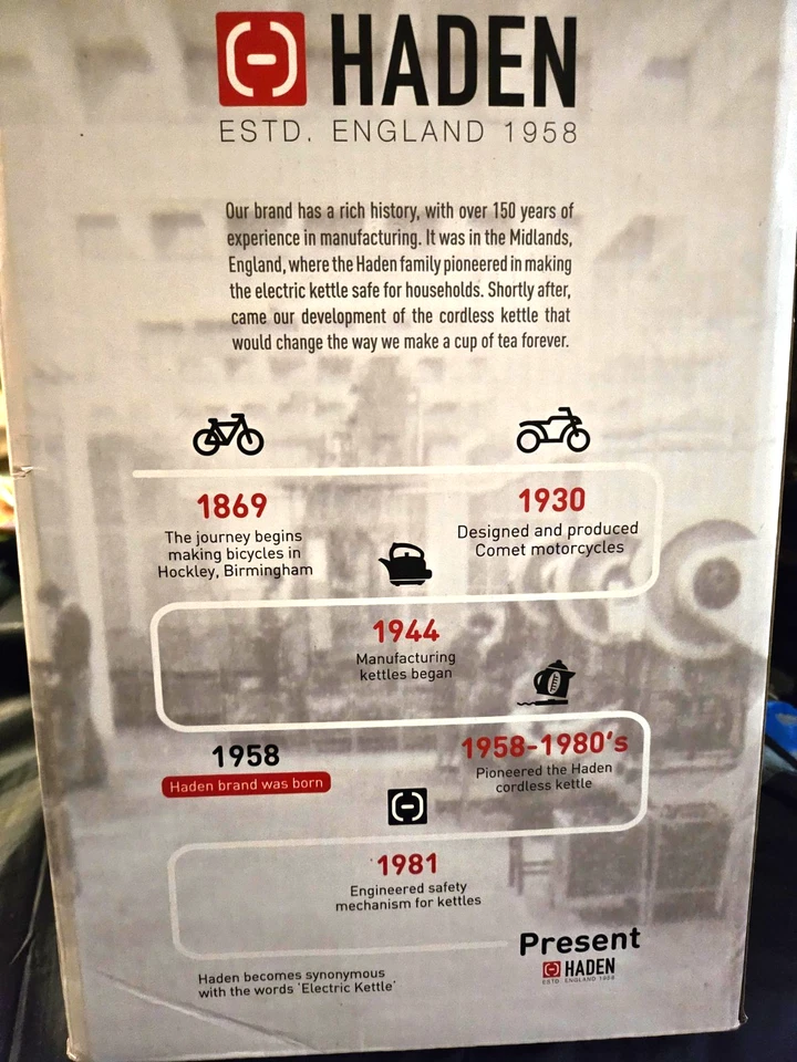 Haden Heritage 1.7L Electric Cordless Kettle...Black.. Retro...New Open Box - Image 2 of 4