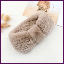 Women's luxury winter 100% rex rabbit fur knitted elastic headband high quality