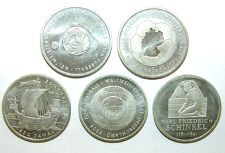 5x 10 Euro BRD 2003 2004 und 2006 Fußball Schinkel Hanse in Silber 925