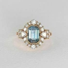 2.60 Ct Aquamarine Art Deco Antique Vintage Wedding Ring 14K Yellow Gold FN