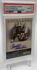 CURTIS MARTIN AUTO Card 2011 Panini PLAYBOOK RARE/49 NY Jets NFL HOF grade PSA 8