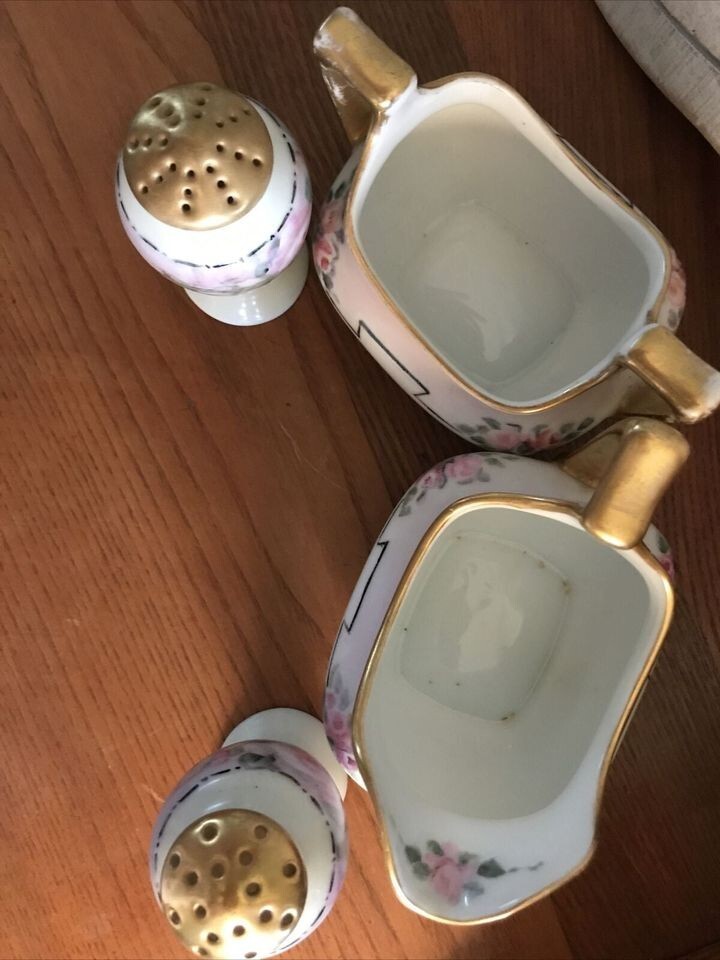 Antique Royal Bayreuth Bavaria China Sugar Creamer 2 Shakers Green Makers Mark eBay