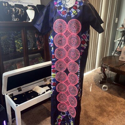 Authentic Embellished Stoned Kaftan Tie &Dye Cotton Long Dress Women