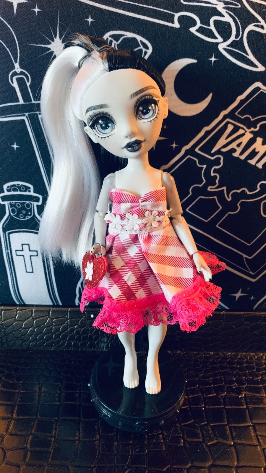 VETEMENTS Abito Arcobaleno Alto Personalizzato Rosa Plaid Increspato Cuore Borsetta 292