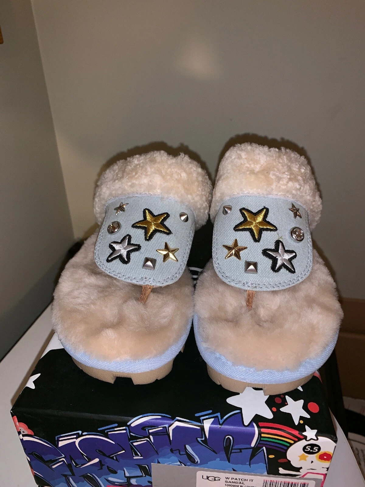 Nuovo con scatola *RARO* sandalo donna UGG taglia 5 patch it denim bling slingback