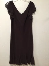 S L Fashions Womens Dress Size 16 Plum Ruffled Shoulder Straps Party 200