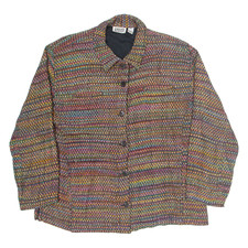Vintage Chico's Design Womens Blazer Jacket Pink Silk 90s Striped M
