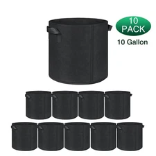 Grow Bags x10, 10 Gallon Plant Fabric Pots, Thick Nonwoven Aeration Nursery Pot