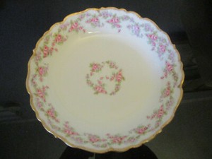Antique Elite Works Limoges French Porcelain Pink Roses Gold Gilt Serving Bowl!