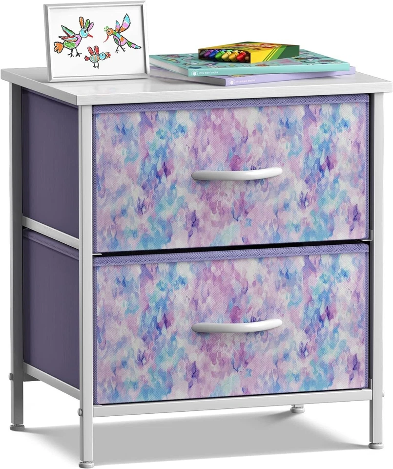 Sturdy Multipurpose Nightstand 2 Drawers - Wood Top - 11.87"d x 17.75"w x 20"h - Image 3 of 4