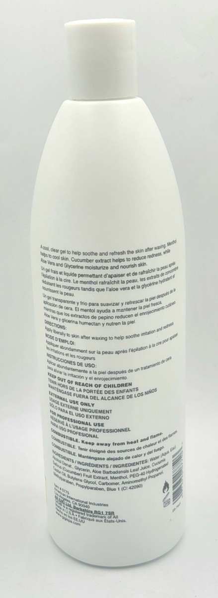 GiGi Post Wax Cooling Gel. 16oz. Skin Freshener. Aloe Vera, Cucumber and  Menthol