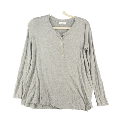 CHERISH Long Sleeve T-shirt SMALL(4-6)Rayon Henley Gray Casual Knit Pullover