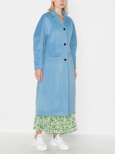 Ganni Wool Blend Coat In Placid Blue Size 0 $575