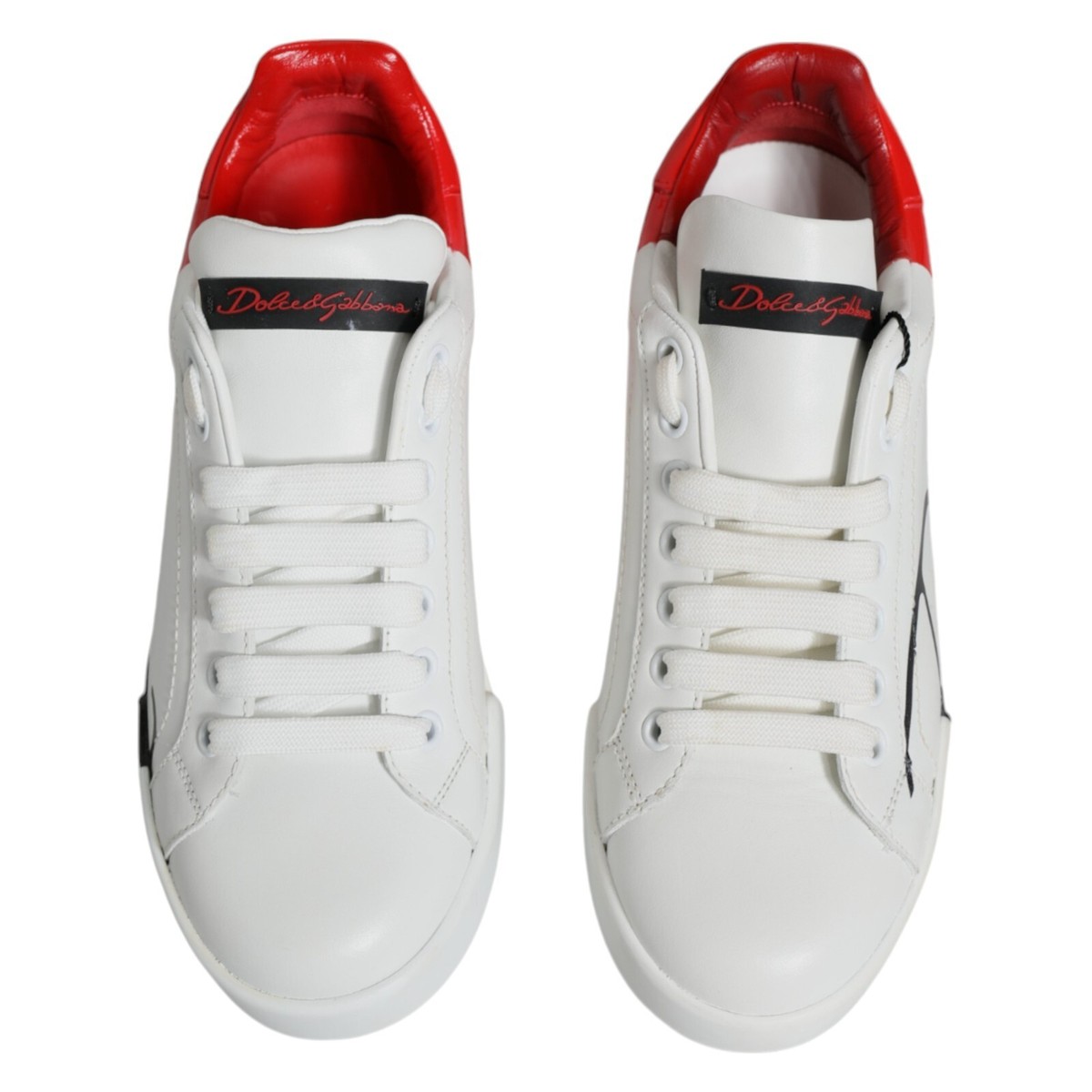 DOLCE & GABBANA Shoes White Red Portofino Low Top Sneakers