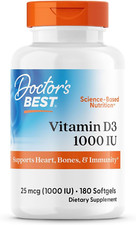 Doctor's Best Vitamin D3 1000 IU, 25 mcg, Softgel Capsules, 180-Count