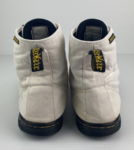 Dr Martens White Tan Canvas Lace-Up Combat Military Women's Boots US 9.5 - Picture 7 of 13