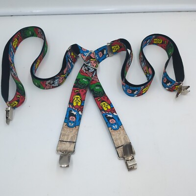 Avengers kids Adjustable Suspenders Buckle Down All Over Print iron man hulk