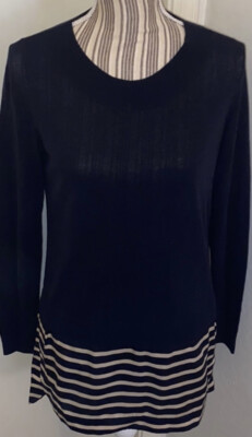 Akris Punto Twofer Illusion Striped Top Size 6 Blue White Women s