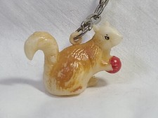 Hand Painted Resin Squirrel Keychain Hong Kong Tiny 1" 1970s Realistic RARE HTF