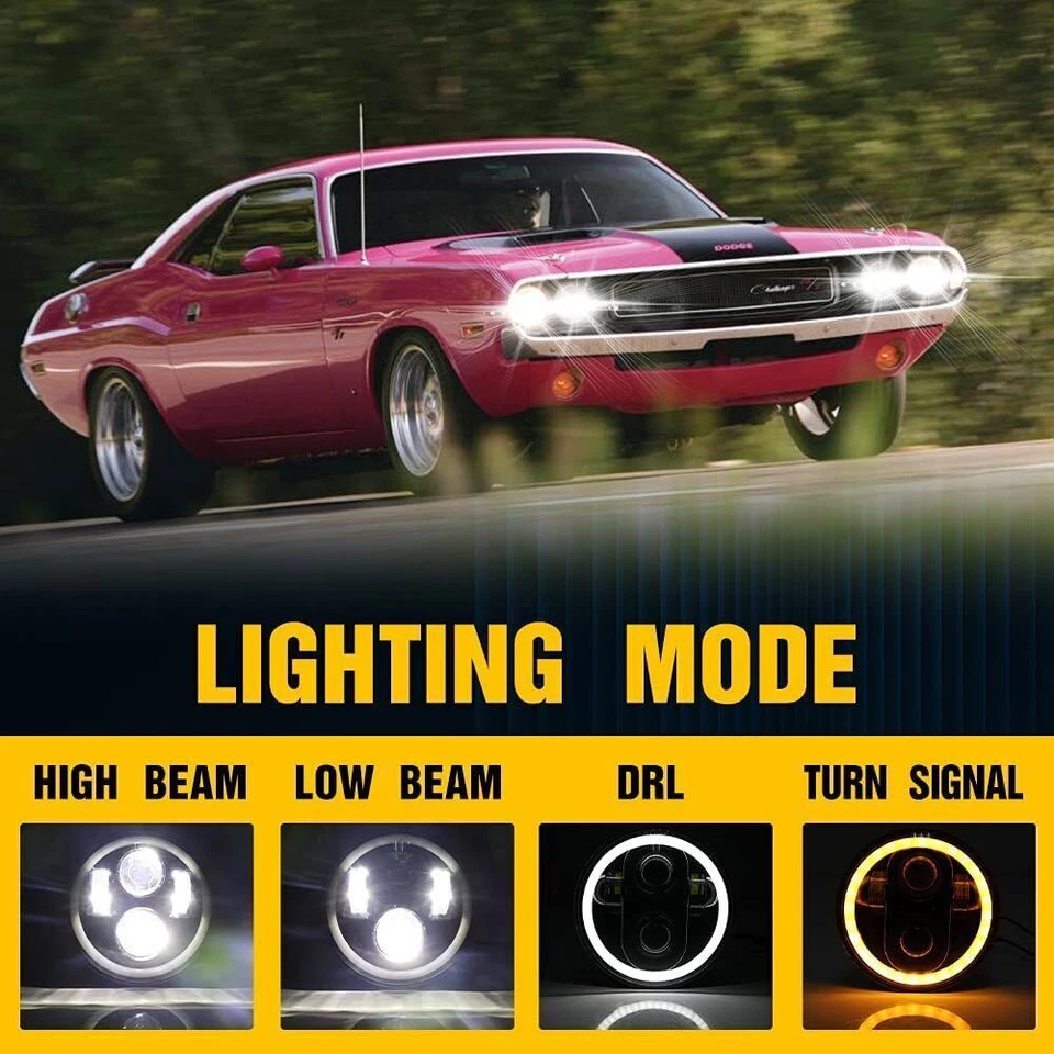 Faros LED redondos 4 piezas DOT 5,75" 5-3/4" con DRL para camioneta Datsun 620 1972-1974 Foto 2 de 4