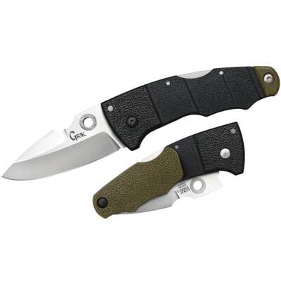 Cold Steel Grik Folding Knife 3'' AUS-8 Plain Blade, Black GFN Handles