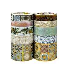Wrapables Decorative Gold Foil Washi Tape Box Set for Arts & Crafts (10 Rolls)