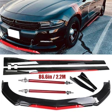 Front Bumper Lip Splitter Spoiler Side Skirt Bod Kit For Dodge Charger Glossy B