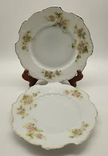 Vintage Hermann Ohme Eglantine Germany 7 1/2" Plates Purple Floral Set of 2
