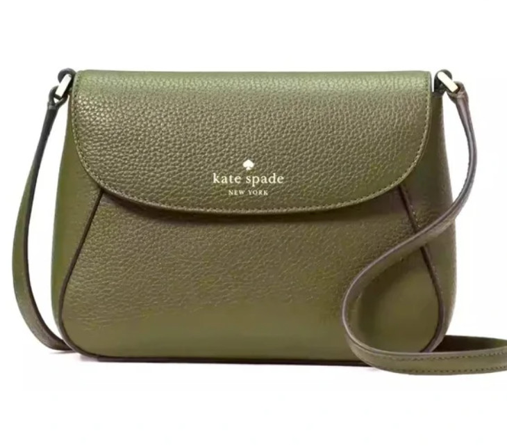 New Kate Spade Monica Mini Flap Crossbody bag Pebble Leather Enchanted Green